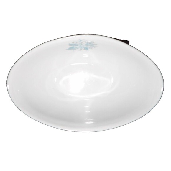 Abalone China Sky Flower Gravy Boat Attached Plate Trimmed in Platinum Vintage - Picture 5 of 6